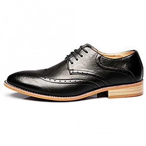 Muyin Men's Business Brogue Tuxedo Dress Shoes Matte Wingtip Hollow Carving Genuine Leather Lace Up Lined Oxfords