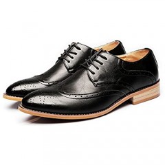 Muyin Men's Business Brogue Tuxedo Dress Shoes Matte Wingtip Hollow Carving Genuine Leather Lace Up Lined Oxfords