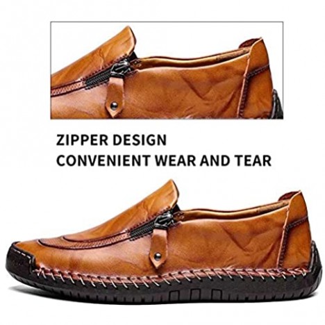 Men's Casual Leather Shoes Fashion Loafer Breathable Flat Dress Walking Boat Shoes Comfortable Men Slip on Moccasins Driving Shoes Lightweight