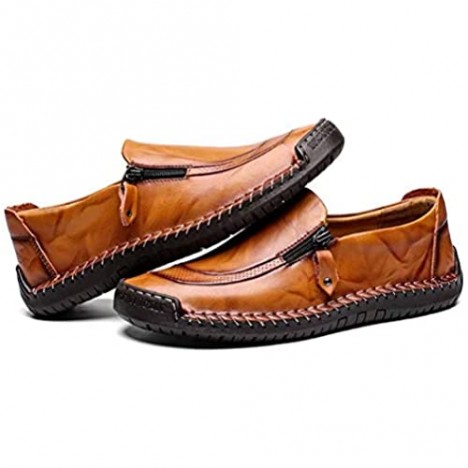 Men's Casual Leather Shoes Fashion Loafer Breathable Flat Dress Walking Boat Shoes Comfortable Men Slip on Moccasins Driving Shoes Lightweight