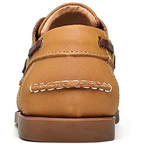 UPIShi Men's Leather Boat Shoe Casual Handsewn Moccasin Toe Comfort Loafers