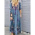 Bohemian casual patchwork v neck floral embroidery maxi dress Sal
