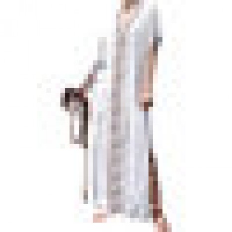 Bohemian floral v-neck short sleeve robe long maxi dress Sal