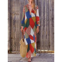 Bohemian geometric print long dress Sal