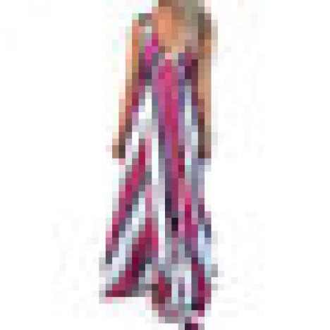 Bohemian sleeveless strap stripe swing long maxi dress Sal