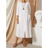 Casual loose button round neck plain solid maxi dress with pocket Sal