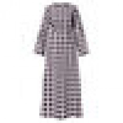 Casual plaid print side zipper long sleeve maxi dress Sal