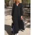 Casual v-neck solid color loose holiday beach tiered swing maxi dress for women Sal
