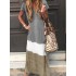 Contrast color short sleeve casual maxi dress for women Sal