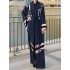 Floral print patchwork lapel long sleeve cardigans belted vintage maxi dress Sal