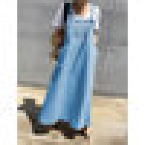 Flower embroidery side pocket loose straps casual maxi dress Sal