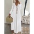 Lace stitching v-neck long sleeve elastic cuffs loose casual maxi dress Sal