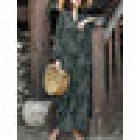 Leopard print v-neck long sleeve holiday casual loose shirt maxi dress for women Sal