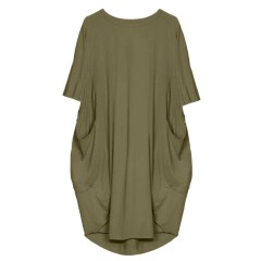 Short sleeve color block loose baggy casual midi dress for women Sal