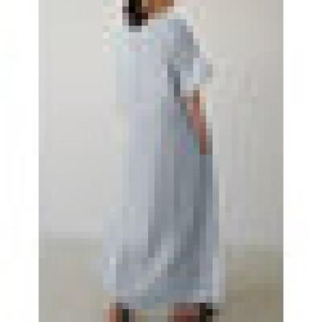 Solid color cotton short sleeve ruffle plain casual maxi dress with pocket Sal