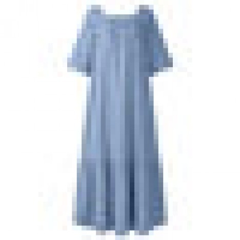 Solid color cotton square neck holiday loose layered maxi dress Sal