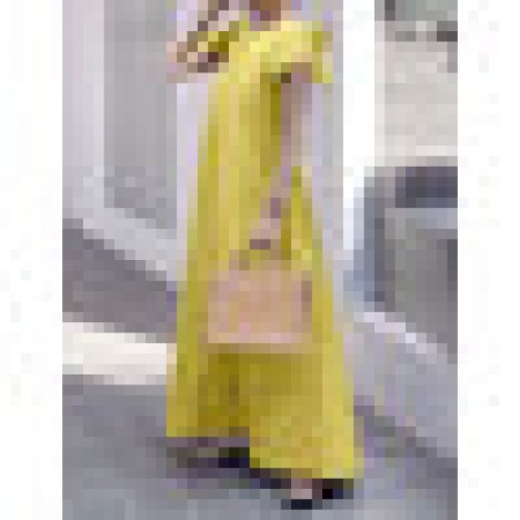 Solid color o-neck ruffles sleeve plain casual maxi dress with pocket Sal