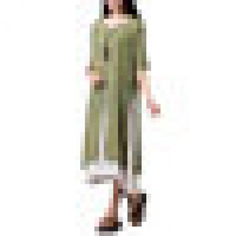 Vintage casual false two pieces linen slit maxi dress for women Sal