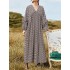 Vintage floral print ruffle puff sleeve v-neck casual daily maxi dress for women Sal