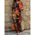 Women bohemian cotton ethnic style print colorblock maxi vintage dresses Sal