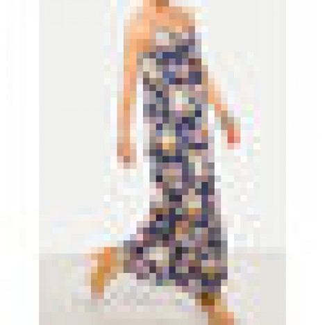 Women bohemian floral printed spaghetti strap beach maxi dress Sal