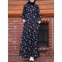 Women colorful floral print layered patchwork long sleeve pleated casual muslim dress Sal