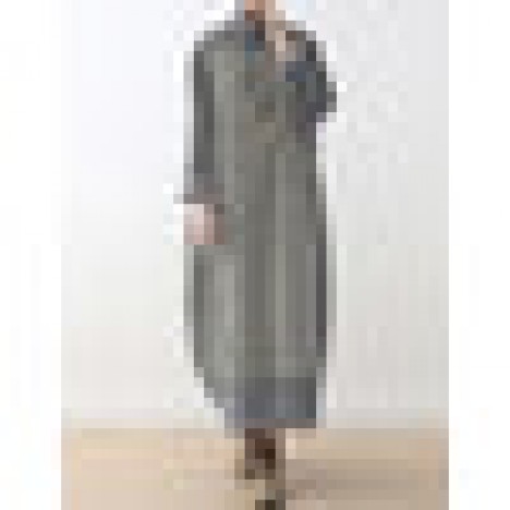 Women contrast color patchwork turtleneck casual maxi dresses with side pocket Sal