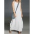 Women cotton casual o-neck solid color sleeveless dress Sal