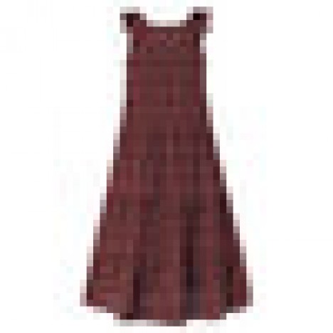 Women cotton floral printing sleeveless detachable bohemian lace-up pleated maxi dress Sal