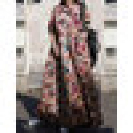 Women cotton vintage floral print long sleeve maxi dresses Sal