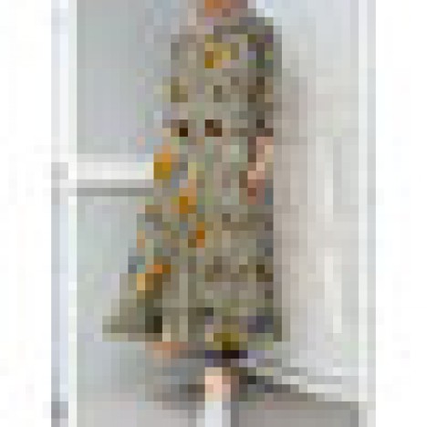 Women floral print kaftan ruffle hem shirt maxi dresses with pocket Sal