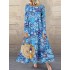 Women floral print long sleeve ethnic style maxi dresses Sal