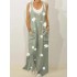 Women floral print sleeveless wide shoulder strap casual loose maxi dress Sal