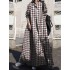Women grid print turn-down collar swing shirt maxi dresses with pocket Sal