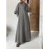 Women lapel concealed button placket casual long sleeve maxi dresses with pocket Sal