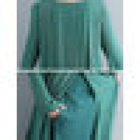 Women long sleeve o-neck layered swing irregular vintage dress Sal