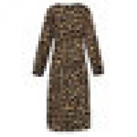 Women long sleeves wrap v-neck leopard print front split long maxi dress Sal