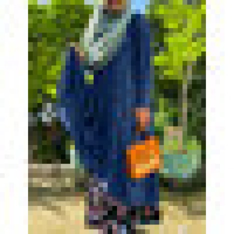 Women o-neck solid color pleats long sleeve irregular hem kaftan dress Sal