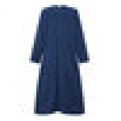 Women o-neck solid color pleats long sleeve irregular hem kaftan dress Sal