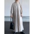 Women pleated long sleeve solid color casual maxi dress Sal
