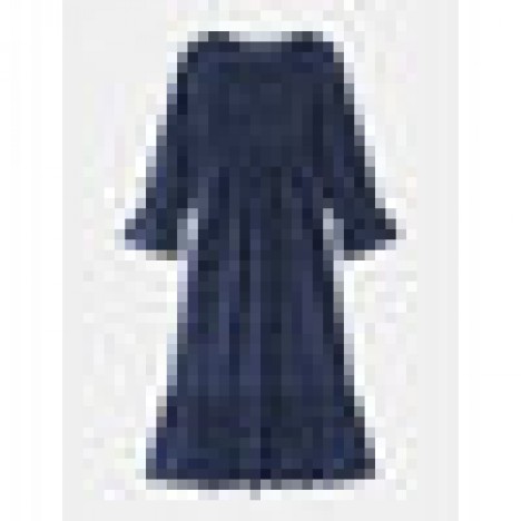 Women polka dot print pleated o-neck casual long sleeve layered maxi dress Sal