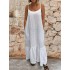 Women sleeveless adjustable straps solid casual maxi dress Sal