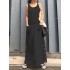 Women sleeveless loose vintage long side buttons solid dress Sal-arrival notice-arrival notice