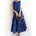 Women sleeveless solid color o-neck casual layered maxi dress Sal
