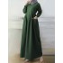Women solid color ankle length side pocket kaftan robe maxi dresses Sal