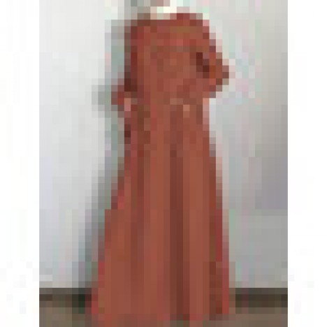 Women solid color o-neck long sleeve casual maxi dress kaftan tunic with pocket Sal