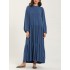 Women solid color puff sleeve loose layered tiered casual maxi dress Sal