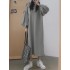 Women solid color puff sleeve loose sweatshirt daily casual maxi dresses Sal