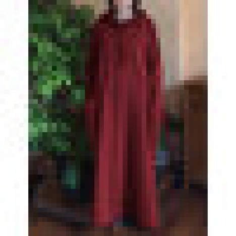 Women solid color side double pocket loose hooded maxi dresses Sal