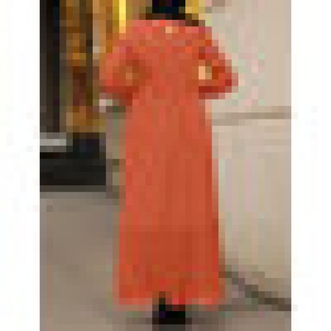 Women solid color tiered tassel trim ruffles hem holiday kaftan maxi dress Sal